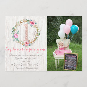 First Birthday Invitation - Watercolor Floral