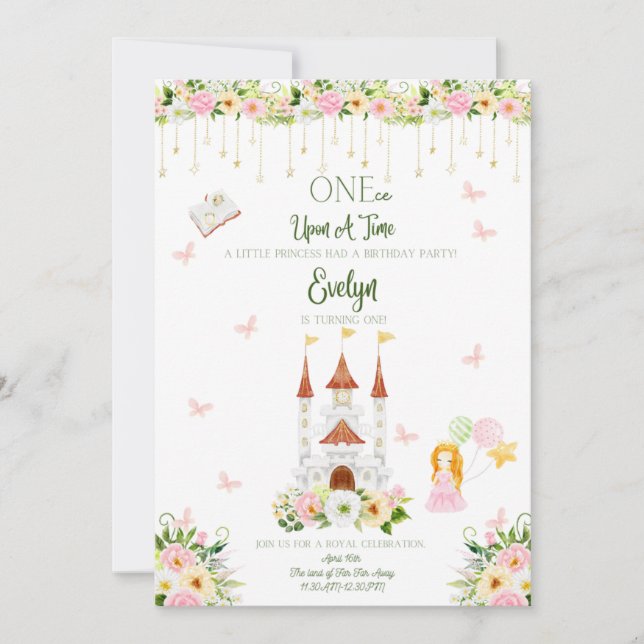 First Birthday Invitations- Princess Theme Invitation (Front)