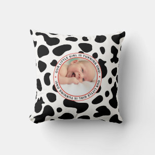 first birthday little girl photo throw pillow