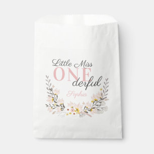 First Birthday little miss one-derful floral Favour Bag