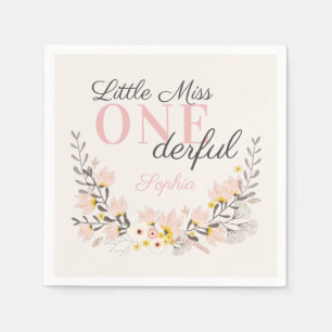 First Birthday little miss one-derful floral party Napkin