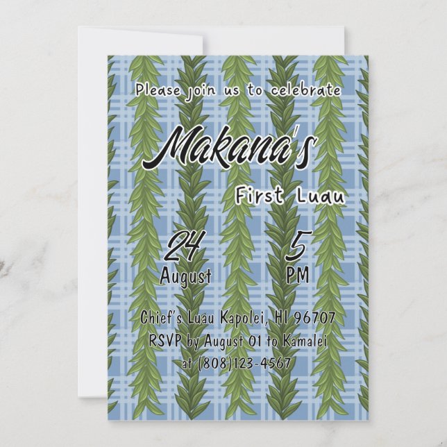First Birthday Luau Invitation Template (Front)