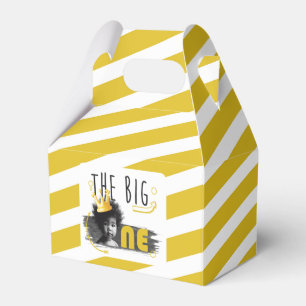 First Birthday Modern Photo Black White Yellow Favor Box