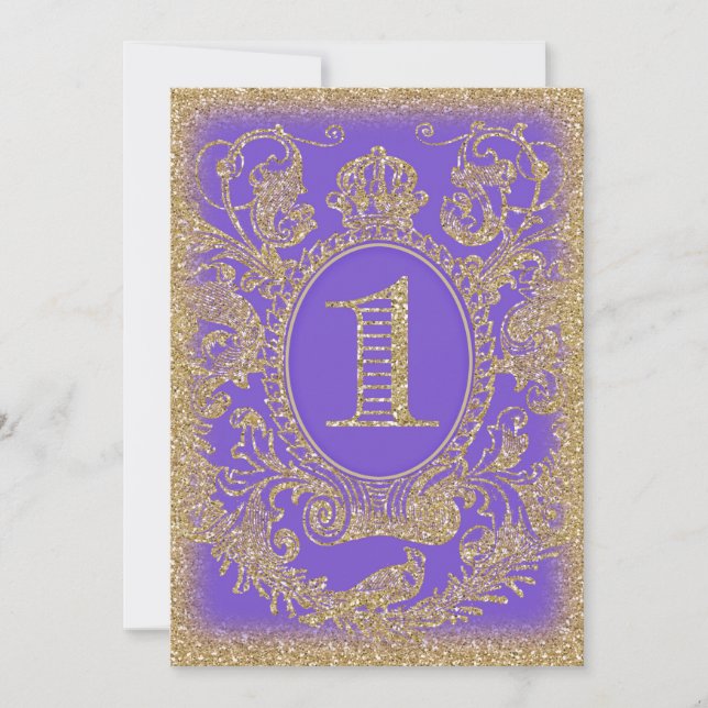 First Birthday Once Upon a Time Princess Purple 3 Invitation (Front)