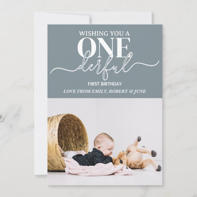 First birthday Onderful typography card (Front)