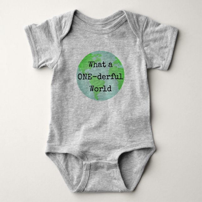 First Birthday One-derful World Earth Bodysuit (Front)