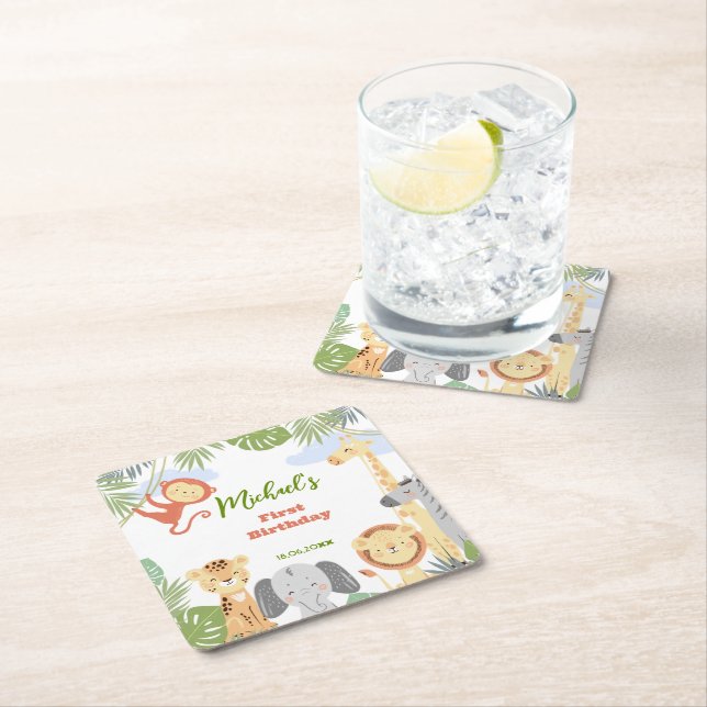 First birthday Paper Coaster with cute animals. (Insitu)