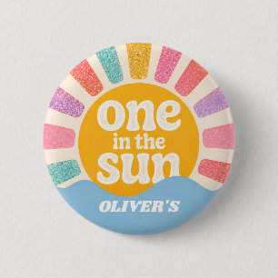 First Birthday Paper Plates Summer Theme 2 Inch Round Button