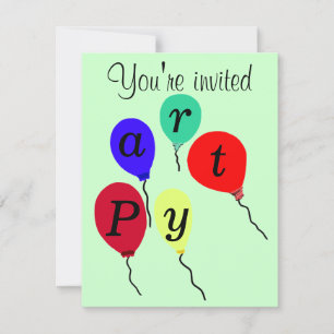 First Birthday Party Balloon Invitations CUSTOMIZE