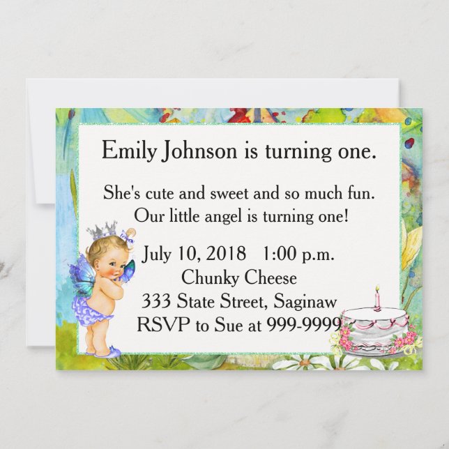 First Birthday Party Invitation Vintage Princess (Back)