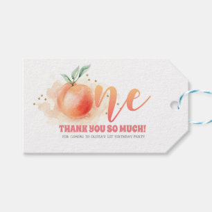 First Birthday Party Peach Fruit Gift Tags