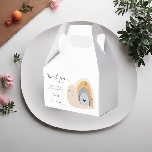 First Birthday Party Snail Rainbow Cute Pastel  Favor Box (Creator Uploaded)