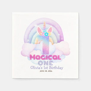 First Birthday Party Unicorn Rainbow Napkin