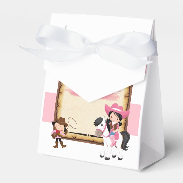 First birthday party wild west cowgirls favour bag favor box (Front Side)