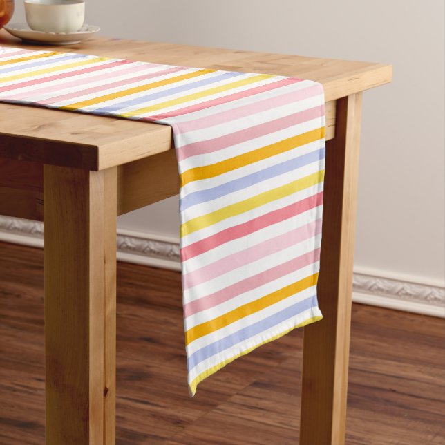 First Birthday Pastel Stripes Short Table Runner (In Situ)