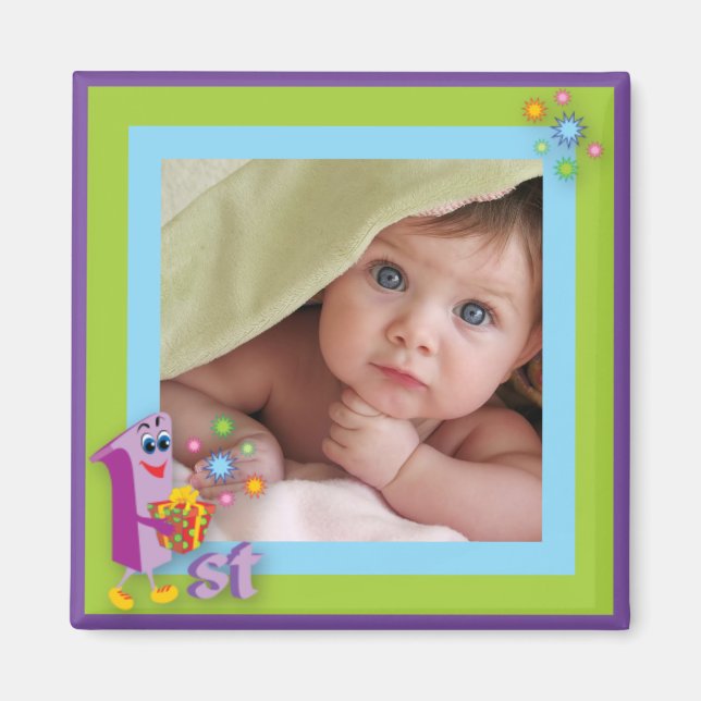 First Birthday Photo Frame Magnet (Front)