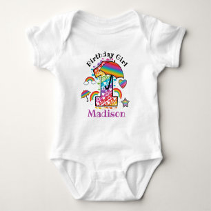 First Birthday Rainbow   Colourful   Baby Bodysuit