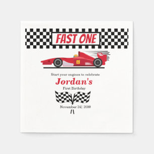 First Birthday Red Race Car Fast One  Napkin