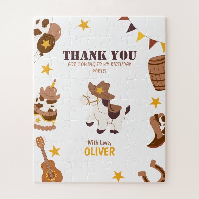 First Birthday Rodeo Boy 1st Thank You Gift Cowboy Jigsaw Puzzle (Vertical)