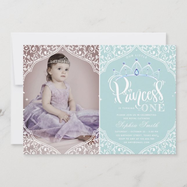 First Birthday Royal Little Princess Photo Invitation (Front)