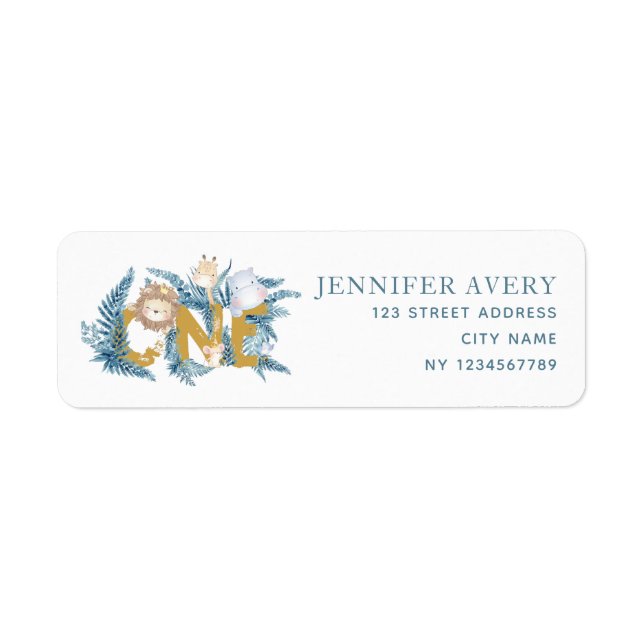 First Birthday Safari Animals Return Address (Front)