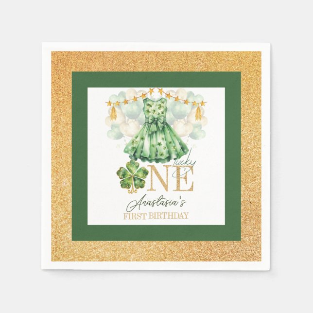 First Birthday St Patrick's Day Personalized Napkin (Front)
