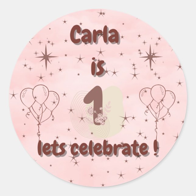 First Birthday Sticker – Cute Party Favor & Gift  (Devant)