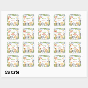 First birthday sticker with cute animals.