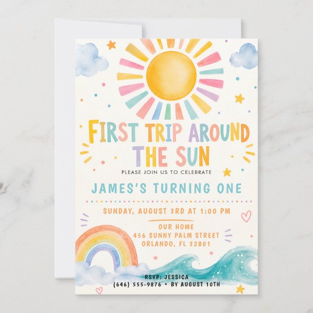 First Birthday Sunshine Party Invite (Front)