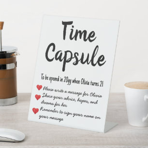 First Birthday Time Capsule Hopes Wishes Pedestal Sign
