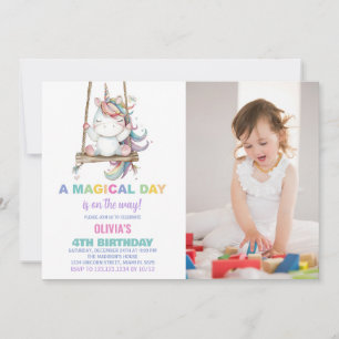 First Birthday Unicorn Birthday Invitations photo