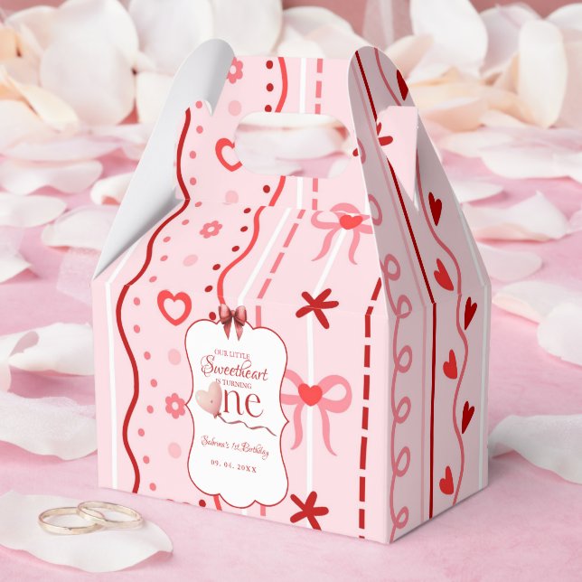 First Birthday valentine baby birthday party Favor Box (Wedding)