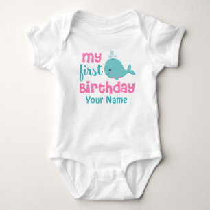First Birthday Whale Girls Personalized Shirt