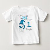 First Birthday Winter Onderland Snowman Boy  Baby T-Shirt (Front)