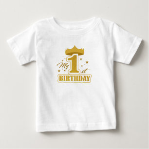 first bithday golden letter t shirt