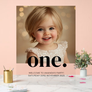 First Bithday Photo Acrylic Sign in Brown & White