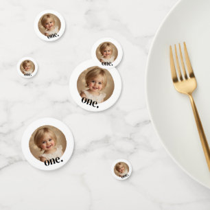 First Bithday Photo Confetti in Black & White