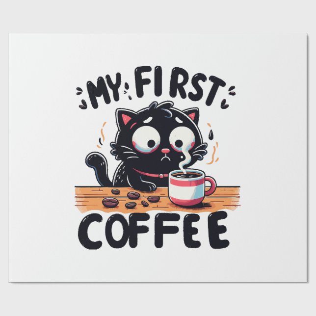 First Black Coffee Adventure Wrapping Paper (Flat)