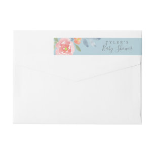 First Bloom Floral Baby Shower Wrap Around Label