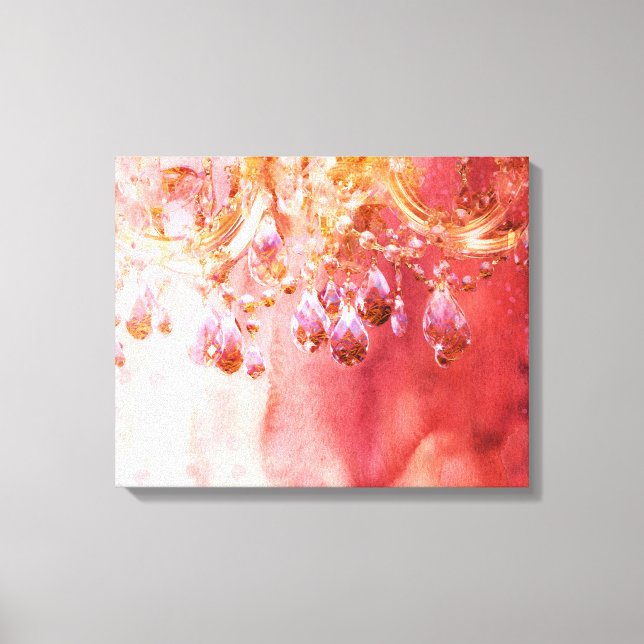First Blush pretty golden pink chandelier canvas (Front)