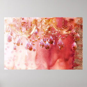 First Blush pretty golden pink chandelier print