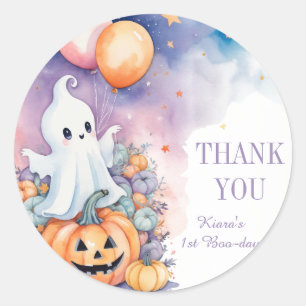 First Boo-Day Celebration Ghost Pumpkin thank you Classic Round Sticker