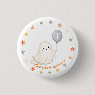 First Boo Ghost Halloween First Birthday 1 Inch Round Button