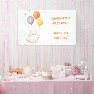 First Boo Ghost Halloween First Birthday Banner