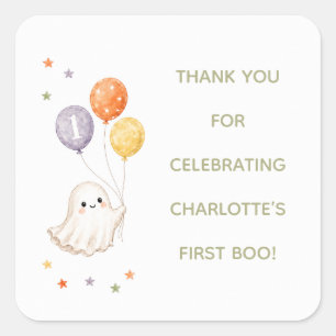 First Boo Ghost   Halloween First Birthday Square Sticker