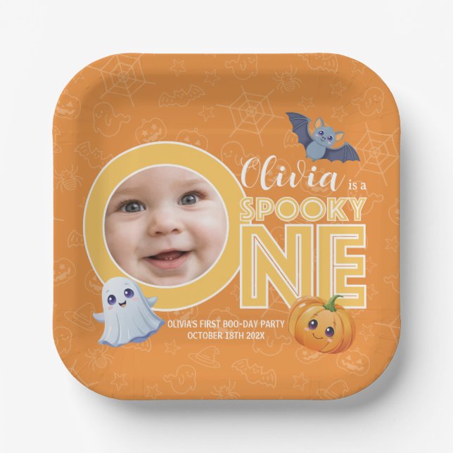 First Boo | Spooktacular First Birthday Paper Plate (Front)