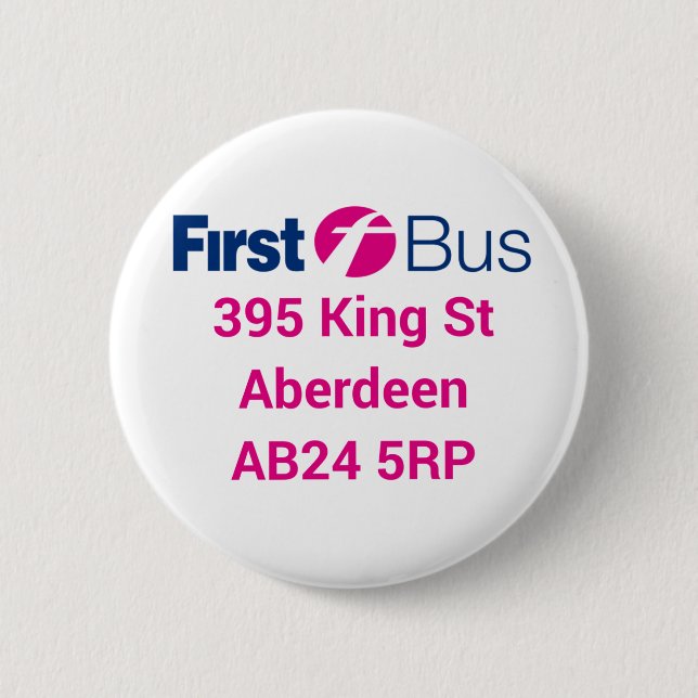First Bus Badge 2 Inch Round Button (Front)