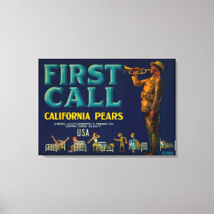 First Call Pear Crate LabelContra Costa, CA Canvas Print