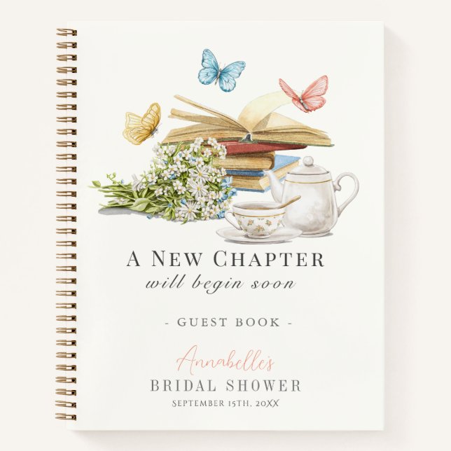 First Chapter Book Tea Bridal Shower Guest Book (Front)