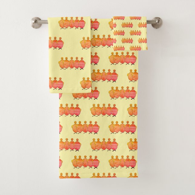 First: Chicken Or The Egg Yellow Bath Towel Set (Insitu)